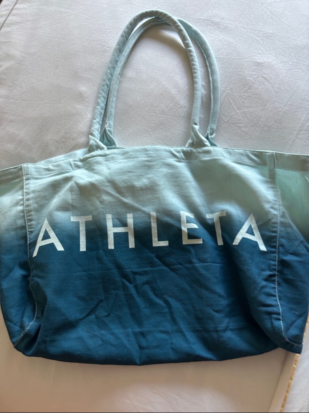 Athleta Ombre Teal-to-Navy Canvas Tote